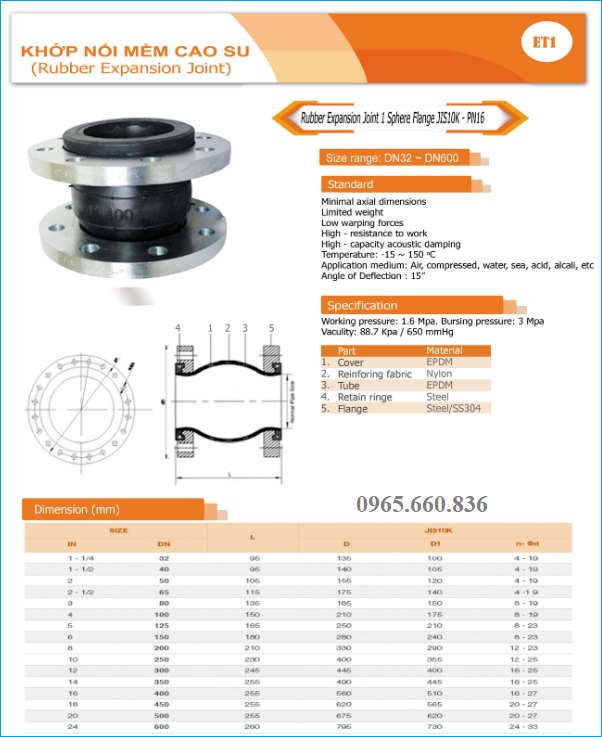 catalogue khop noi mem cao su dai loan