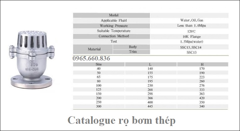 catalogue rọ bơm thép