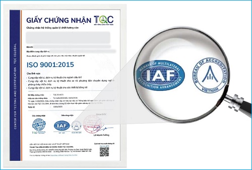 Mẫu chứng nhận ISO 9001 mới nhất 2024.