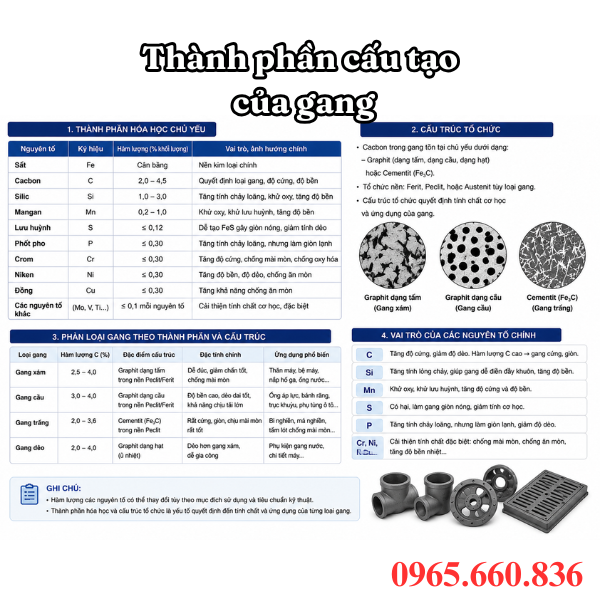 Thành phần cấu tạo của gang