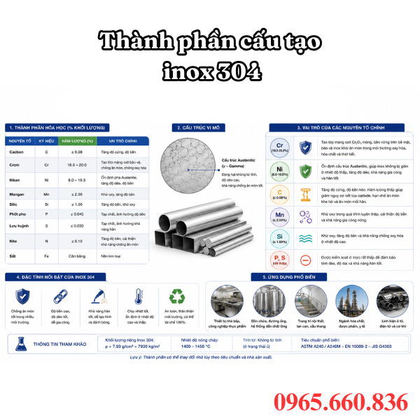 Thành phần cấu tạo inox 304