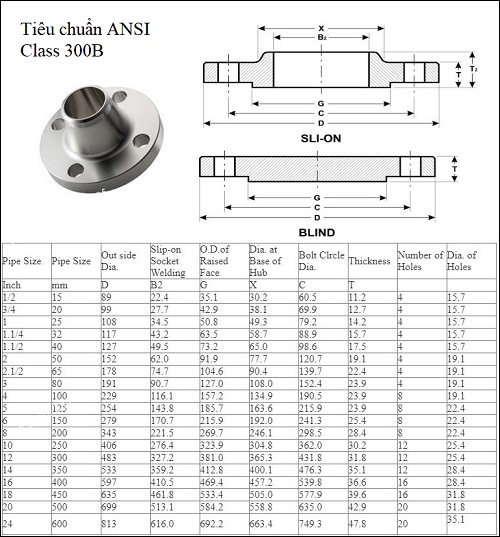 Tiêu chuẩn mặt bích ANSI Class 300LB.