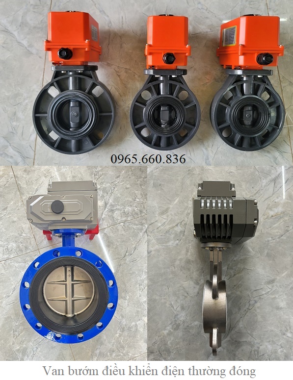 Van bướm điều khiển điện thường đóng 24V, 220V.