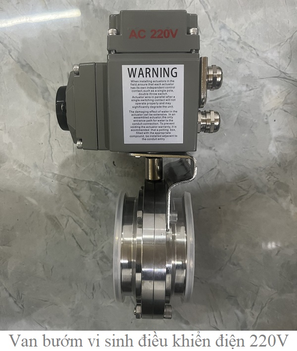 Van bướm vi sinh điều khiển điện 220V.