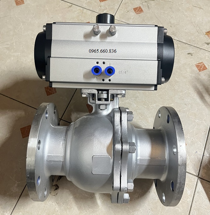Van bi inox mặt bích điều khiển khí nén.