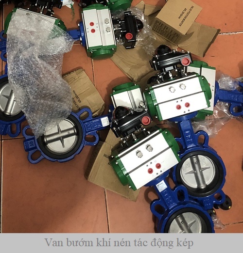 Van bướm khí nén tác động kép.