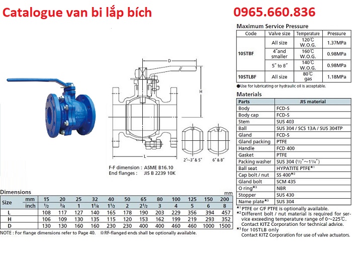 Catalogue van bi lắp bích