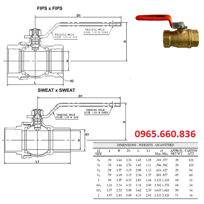 catalogue van bi lắp ren