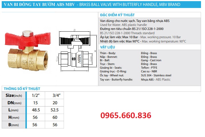 Catalogue van bi tay bướm ABS