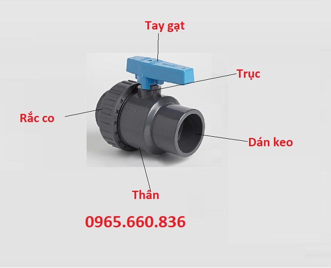 Cấu tạo van bi 1 đầu rắc co