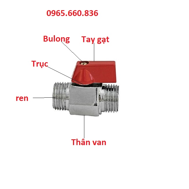 Cấu tạo van bi hai đầu ren ngoài