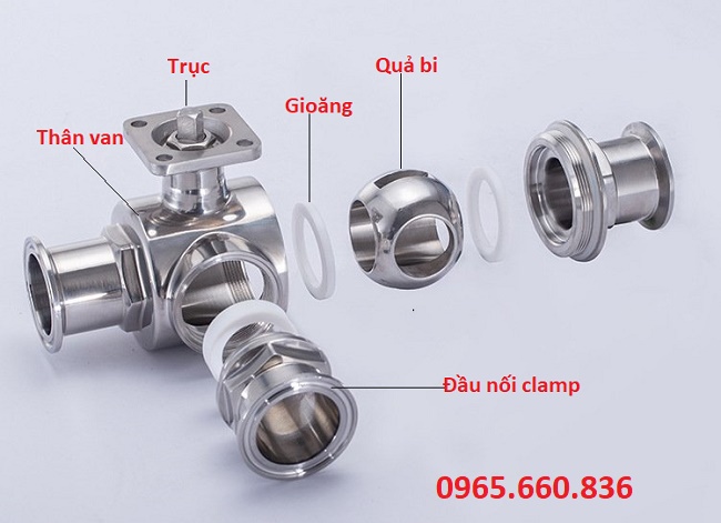 Cấu tạo van bi inox vi sinh