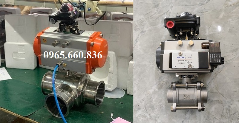 cấu tạo van bi điều khiển kh&iacute; n&eacute;n gắn c&ocirc;ng tắc gi&aacute;m s&aacute;t h&agrave;nh tr&igrave;nh
