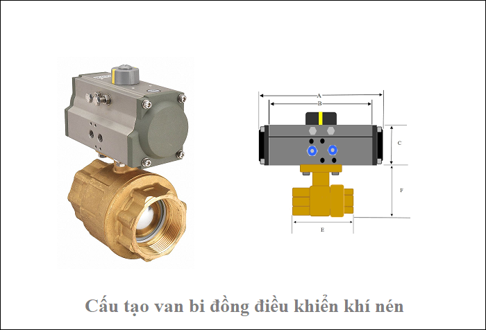 cấu tạo van bi đồng điều khiển khí nén
