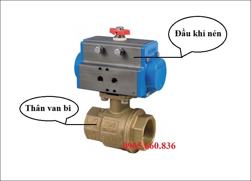 cấu tạo van bi đồng điều khiển khí nén đài loan