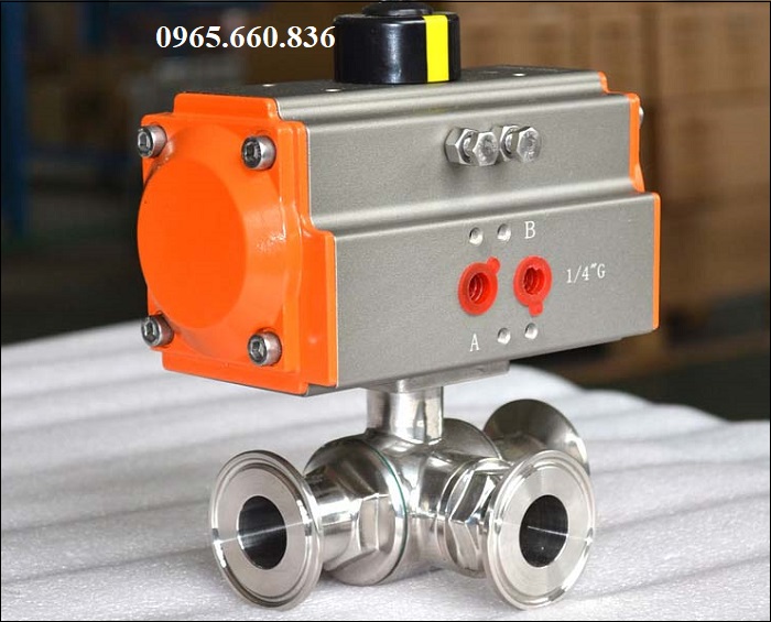 ứng dụng van bi 3 ngã vi sinh điều khiển khí nén