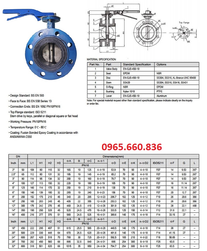 catalogue van bướm lắp bích 