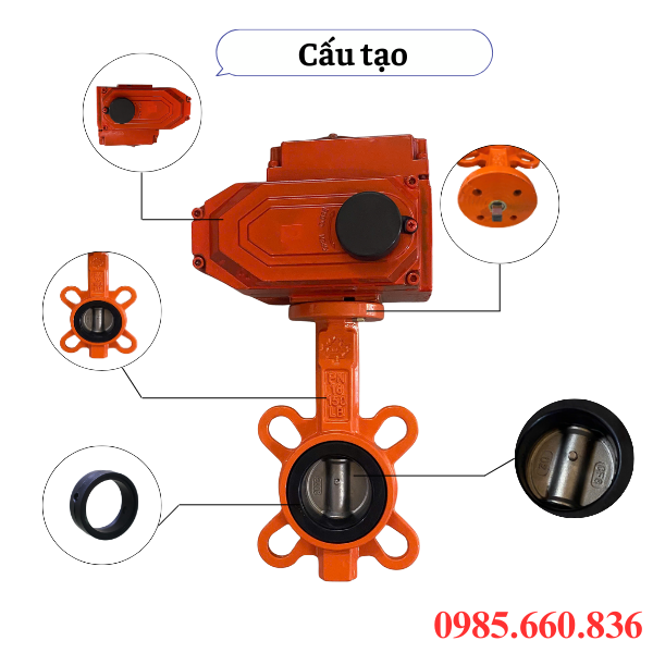 Cấu tạo van bướm điều khiển điện Ch&acirc;u &Acirc;u
