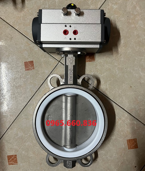 van bướm inox điều khiển khí nén DN150