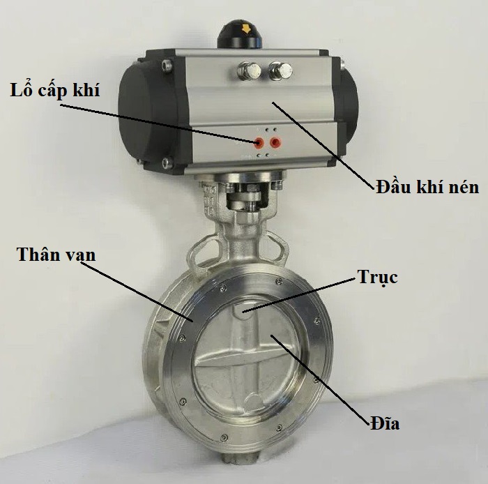 cấu tạo van bướm thép điều khiển khí nén
