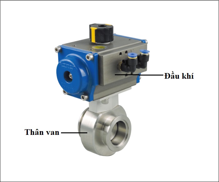cấu tạo van bướm vi sinh điều khí nén nhật bản