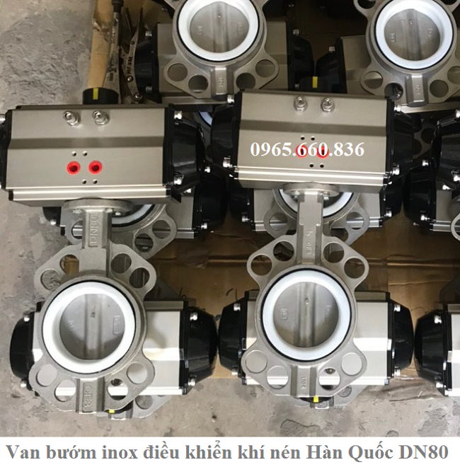 van bướm inox điều khiển khí nén hàn quốc 1