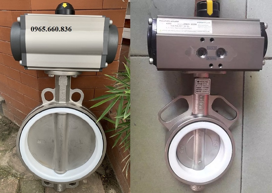 van bướm inox điều khiển khí nén tai bích
