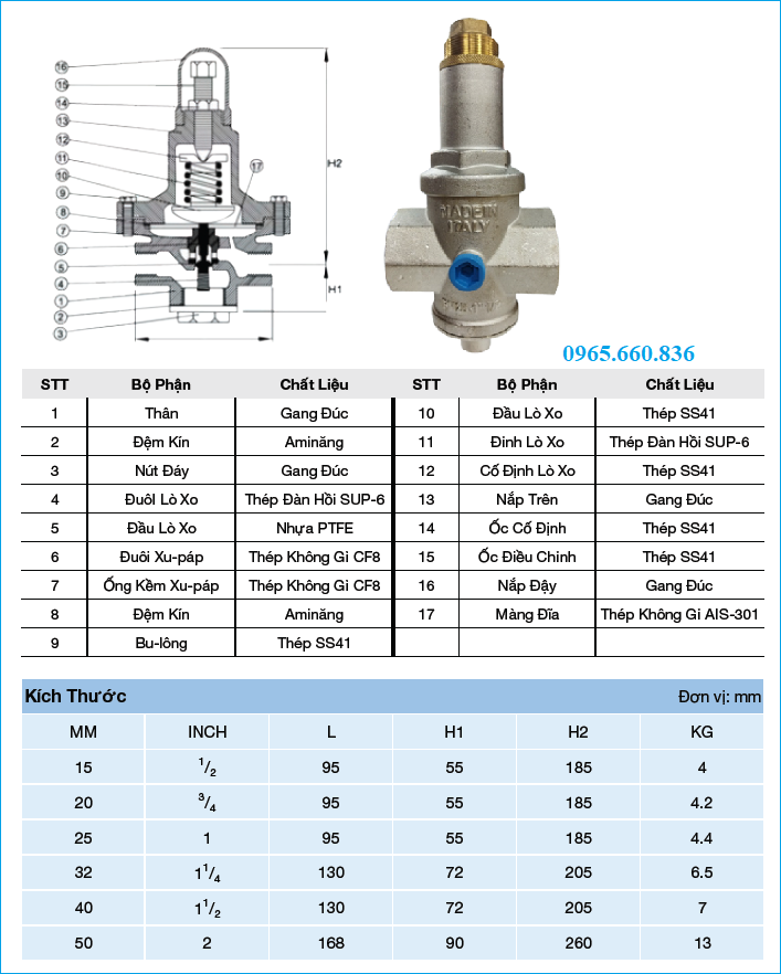 catalogue van giảm áp