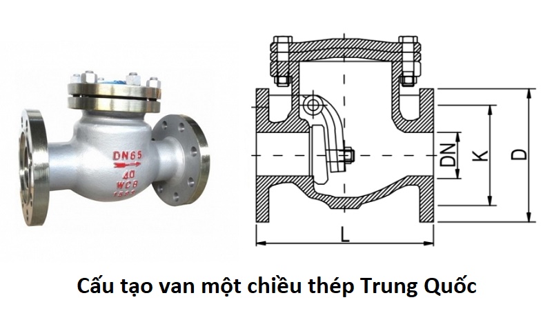 cấu tạo van một chiều thép trung quốc