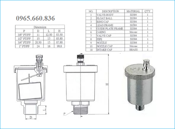 catalogue van xả khí inox