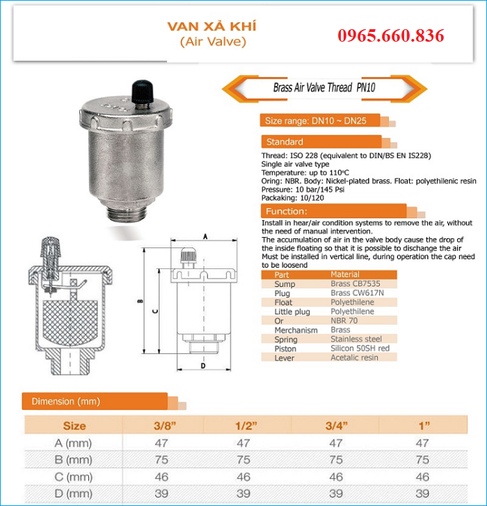 catalogue van xả khí italia