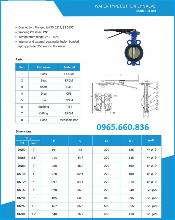 catalogue cấu tạo van bướm malaysia