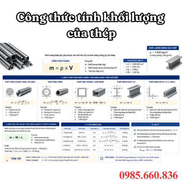 Công thức tính khối lượng của thép