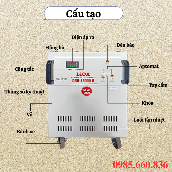 Cấu tạo ổn &aacute;p Lioa 15KVA DRII