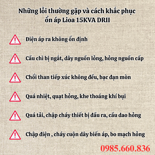 Những lỗi thường gặp v&agrave; c&aacute;ch khắc phục ổn &aacute;p Lioa 15KVA DRII
