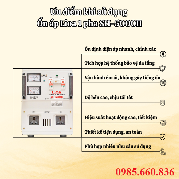 Ưu điểm khi sử dụng ổn áp Lioa 1 pha SH-5000II