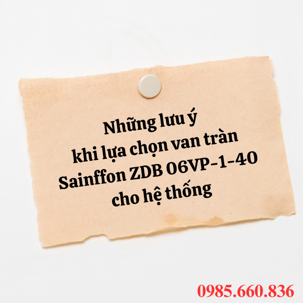 Những lưu &yacute; khi lựa chọn van tr&agrave;n Sainffon ZDB 06VP-1-40 cho hệ thống