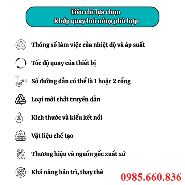 Tiêu chí lựa chọn khớp quay hơi nóng phù hợp