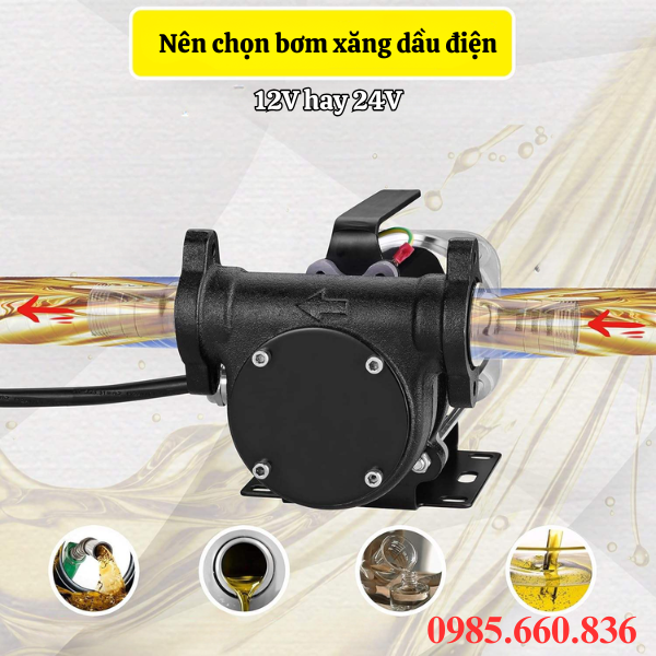 Nên chọn bơm xăng dầu điện 12V hay 24V?
