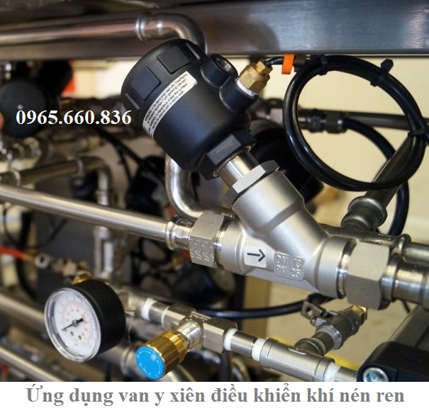 ứng dụng van y xiên điều khiển khí nén ren