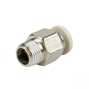 Đầu nối PC ren ngoài inox màu trắng | Ống 4, 6, 8, 10, 12 mm