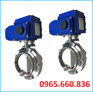 Van bướm inox vi sinh điều khiển điện Trung Quốc
